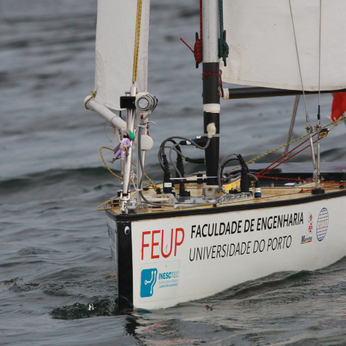 The University of Porto Autonomous Sailboat (FASt) sailing in Galway Bay.